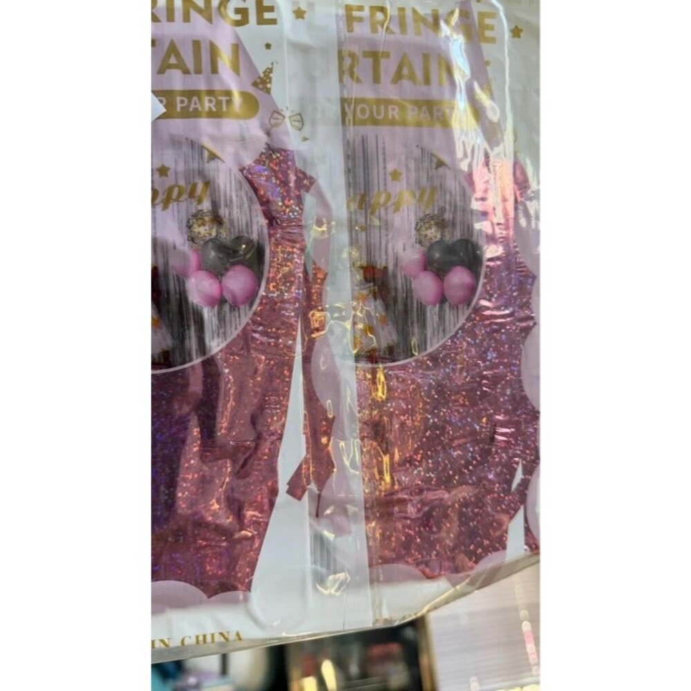 Pink Tinsel Fringe Curtain 2 Pack Birthday Photo Booth Backdrop Barbiecore Party